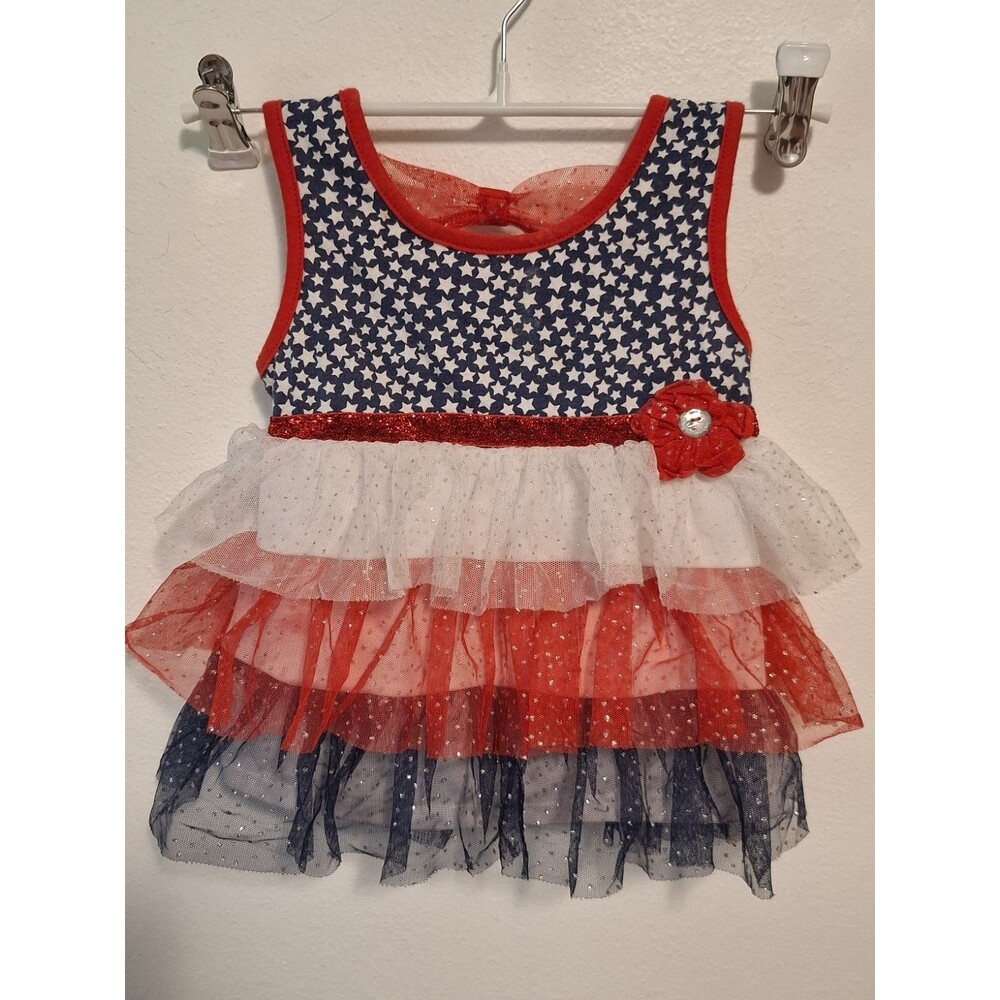 Little Lass Toddler Girls 24M Patriotic 4th of July Dress Stars Sparkle Adorable
